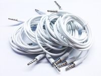 Wholesale 1M mm Male to Male Stereo Audio Jack AUX Auxiliary Cable for iphone s for iPad MUSIC PLAYER CAR White