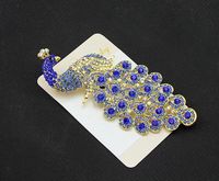 Wholesale Full Rhinestone Sapphire Blue Crystal Peacock Brooches Hollow Peacock Animal Brooch Pins Breastpins Women Wedding Party Costue Jewelry Gift