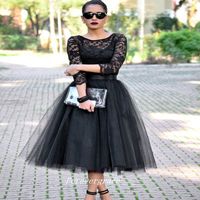 Wholesale Black Tea Length Cocktail Dress New A Line Tulle Event Gown Homecoming Party Dress Custom Made Plus Size