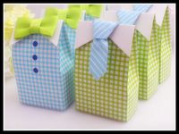 Wholesale Man Blue Green Bow Tie Birthday Boy Baby Shower Favor Candy Treat Bag Wedding Favors Candy Box gift Bags