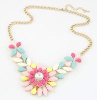 Wholesale Big Choker Flower Necklaces Colorful Gold Plated Statement Necklaces Pendant For Women Fashion Jewelry N095