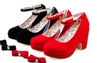 Wholesale Black Red Multifunctiona Shoes Wedge Heel Dress Shoes Ankle Strap pumps colors
