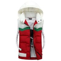Wholesale Fall Sleeveless Hoodie Vest Green Winter Stylish Waistcoat Men Casual Down Cotton Padded Spliced Colors Blue Red Yellow Black XXXL