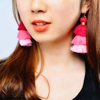 Wholesale Bohemian Vintage Style Multilayer Cotton Thread Silk Tassel Earrings for Women Boho Exaggerated Long Dangle Earring Ear Jewelry Gift XR941