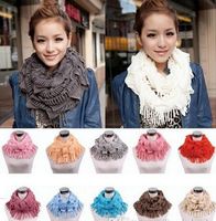 Wholesale Womens Winter Warm Knitted Layered Fringe Tassel Neck Circle Shawl Snood Scarf Cowl Girl Solid Long Soft Infinity Scarves Wraps Free Shippin