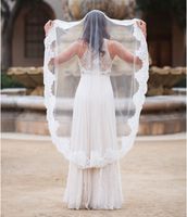 Wholesale Gorgeous Single Tier Lace Edge Waltz Ballet Wedding Veil White Ivory One Layer Bridal Veil