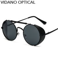 Wholesale Vidano Optical New Arrival Steampunk Round Metal Sunglasses Gift Men Women Unisex Vintage Fashion Mirror Brand Wrap Sun Glasses UV400