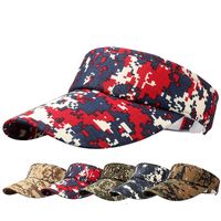 Wholesale 2017 Summer Unisex Visor Empty Top Camouflage Sun Hat Brim Blank Elastic Band Caps Beach UV Protection Military Hats