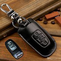 Wholesale Genuine Leather Key Fob Cover Case for Audi Q5 A4 A5 A8 S5 A6 Key Holder Wallets Bag Key Chain Accessories