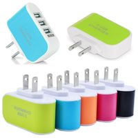 Wholesale 3 USB Wall Chargers US EU Plug Phone Charger Adapter Travel Universal Power Adaptor with triple USB Ports For Mobile Phone