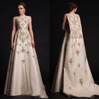 Wholesale 2017 Krikor Jabotian Dresses New Arabic Middle East Evening Gowns with Cloak Cape with Gold Appliques