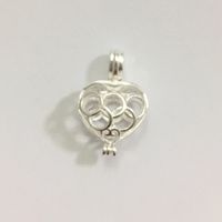 Wholesale Solid Silver Hollow Peach Heart Locket Cage Can Hold Pearl Beads Pendant Mounting Sterling Silver Pendant Fitting