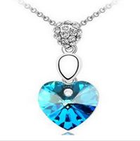 Wholesale Titanic sea star silver fashion jewelry Multicolor heart crystal statement jewelry sets Necklace pendants Chains for Lady
