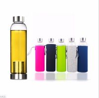 Wholesale Newest oz Glass Water Bottle BPA Free High Temperature Resistant Glass Sport Water Bottle With Tea Filter Infuser Bottle Nylon Sleeve