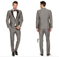 2016 Gris Personnalisé Mens Black Suits Lapel Slim Fit Costumes De Mariage Pour Groom Garçons D Honneur Prom Costumes Casual Veste Pantst Bow Tie