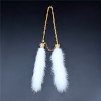 Wholesale Mink Hair Car Rear View Mirror Luxurious Pendant Ornament with Crystals Crown Exquisite Cute Gift for Female