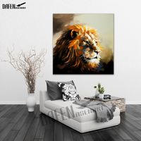 Wholesale 100 Hand Paint King Lion Oil Painting Modern Animal Square Wall Art Acrylic Oil Canvas Living Room Home Decoration