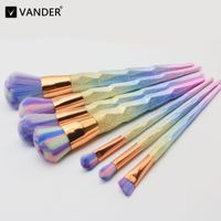 Wholesale Vander Pro Set Gradient Rainbow Makeup Brushes Purple Concealer Foundation Powder Cosmetic Kits Puff Kabuki Blusher maquiagem