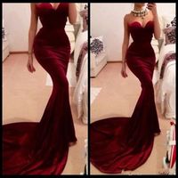 Wholesale Vestidos De Formatura Mermaid Sweetheart Red Wine Long Burgundy Prom Dresses Evening Gowns Long Fitted Velvet