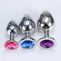 Wholesale Metal Stainless Steel Plated Jeweled Massage Plug Anal Butt Insert Adult Stopper T593