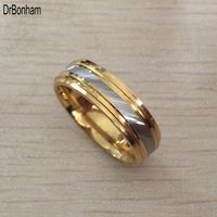 Wholesale Punk Rock Style Gold silver strip Ring Mens Fashion Chunky Finger Bling Size Retro Titanium Steel Rings