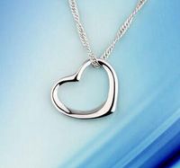 Wholesale 925 Silver Plated Necklace Charms Necklace Sterling Silver Plated Peach Heart Pendant Necklace Jewelry Best Friends Heart Gifts for Women