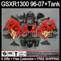 Wholesale 8gift black flames For SUZUKI Hayabusa GSXR1300 MY243 GSXR GSX R1300 GSX R1300 gloss red Fairing