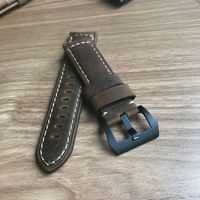 Wholesale Vintage ocysa dark brown black Crazy horse genuine leather belt watch strap mm mm for pam watches
