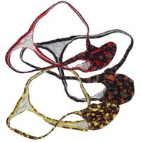 Wholesale Mens new style Fashion Thong Bulge Pouch T back Multi prints Nylon Spandex Stretchy smooth soft G4034
