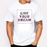 Wholesale Watercolor letters LIVE YOUR DREAM The Big bang Theory Men T shirt Cotton Short Sleeve Tee shirt Male Clothing T shirt
