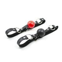 Wholesale Sexy Products Sex Leather Strap Sex Bondage Gear Open Mouth Silicone Ball Not plastic Gag Breathable Red Black Ball CP RC007