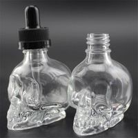Wholesale 30ml Skull Bottles Glass Dropper Clear Transparent ml E Liquid Bottle With Black White Child Proof Caps For Eliquid Vape Oil Juice