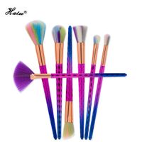 Wholesale Halu Unicorn Professional Makeup Brush Set Purple Rainbow Handle Makeup Brushes Cosmetics Blusher Powder Blending Fish Scale Brush