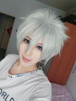 Wholesale MCOSER Classical Party Product Hitman Reborn Byakuran Inches Silvery Grey Man Carnival Wig Cosplay women s peruca hair queen wigs