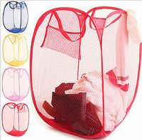 Wholesale New Mesh Fabric Foldable Pop Up Dirty Clothes Washing Laundry Basket Hamper Bag Bin Hamper Storage bag for Home Housekeeping Use