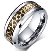 Wholesale Europe wholesales Gold Stars Symbol inlay Tungsten Carbide Ring Fashion Jewelry Ring for finger mens style