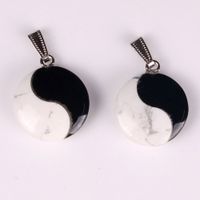 Wholesale Natural Stone White Turquoise and Black Onyx Jade Tai Chi Yin Yang Fortune Charm Bead Pendants Cabochon Lucky Jewelry Making Birthday Gift