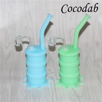 Wholesale Silicone Oil Drum Rigs Mini Silicone Rigs Water Bongs Pipes VS Glass Water Pipes With mm mm male quartz nails and glass downstem