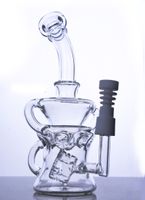 Wholesale Cyclone Helix glass bongs double recycle glass bubber water pipe concentrate oil rigs with ceramic nail mm joint