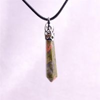 Wholesale Natural Real Gem Stone Necklace Gorgeous Faceted Silver Plated Unakite Jasper Healing Crystal Pendants Necklace Chakra Jewelry Gift For Her