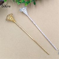 Wholesale BoYuTe Pieces MM Metal Filigree Flower Hair Stick Diy Hand Made DIY Jewelry Findings Components