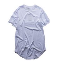Wholesale Wholesales High quality West Extended T Shirt Men Summer Curved Hem Longline Hip Hop Tshirts Urban Blank Mens Tee Shirts