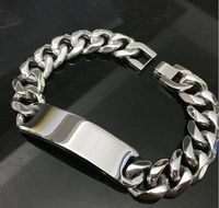 Wholesale For Father Gifts L Stainless Steel high polished Huge mm cuban curb chain Smooth ID bracelet Heavy Large JEWELRY mm cm or cm