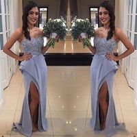 Wholesale 2017 African Cheap Lilac Bridesmaid Dresses Sweetheart Lace Appliques Crystal Beaded Split Plus Size Long Maid Of Honor Wedding Guest Dress