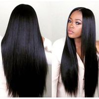 Wholesale In stock Middle part wig beauty simulation human hair Wig long silky straight natural color full wig for black girls