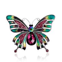 Wholesale Elegant Epoxy Enamel Butterfly Brooches Vintage Alloy Amethyst Crystal Rhinestone Animal Brooch Pins Dresses Corsage Brooches Party Jewelry