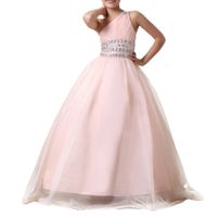 Wholesale One Shoulder Organza Lace up Ball Gown Cute Little Flower Girl Dress Floor Length Hand Made Flowers Bows Kids Prom Birthday Dress