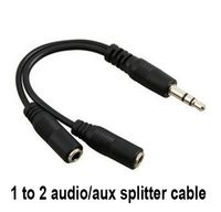 Wholesale Black Male To Female mm AUX Audio Y Splitter Cable High Quality Earphone Headphone Adapter ps
