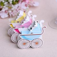 Wholesale Cute Baby Cart Shape Candy Boix Baby Stroller Wedding Birthday Party Sweet Chocolate Boxes Wedding Favors
