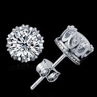 Wholesale New Crown Wedding Stud Earring New Sterling Silver Simulated Diamonds Engagement Beautiful Jewelry Crystal Ear Rings Crown earri